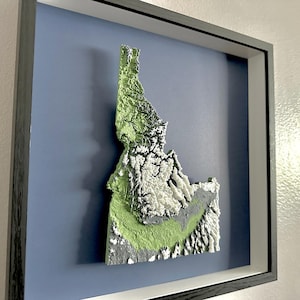 Idaho 3D Printed Topographic State Map – Raised Relief Wall Art, Unique Home & Office Decor, Dorm Room Accent, Geography Gift