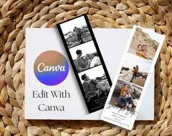 Photo Strip Save the Date: Polaroid Wedding Magnet (Instant Download)