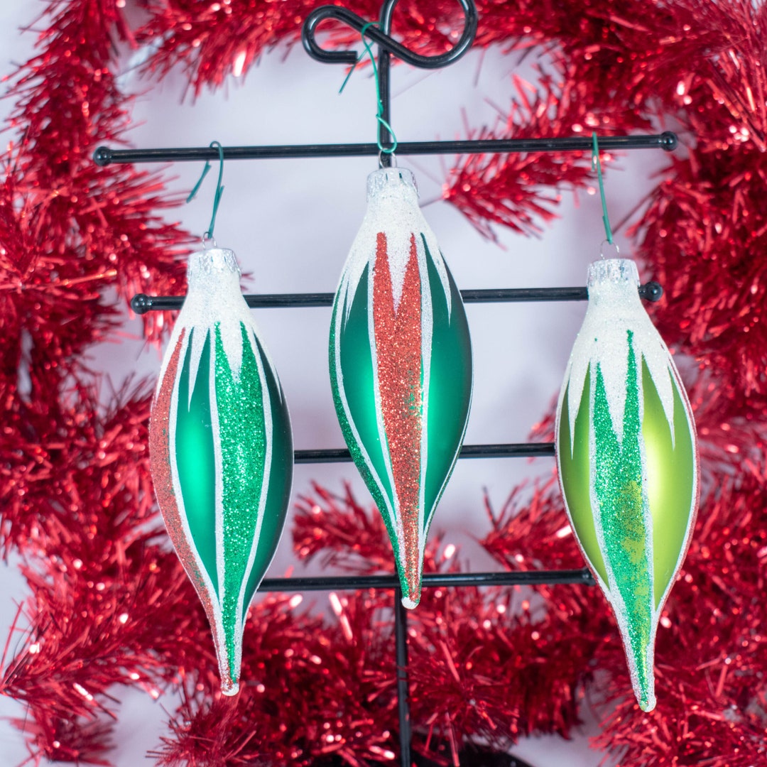 Vintage Tear Drop Glass Christmas Ornaments Etsy
