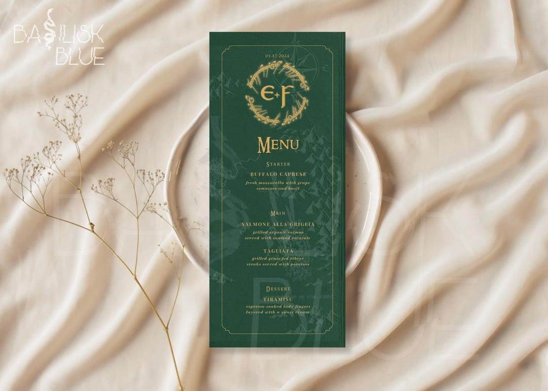 Fantasy Menu Template - Medieval Wedding Dinner Menu - Ring Lord Party ...
