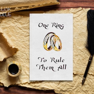 Afdrukbare LoTR-kaart - kaart met één ring om ze te regeren - gefeliciteerd verlovingskaart - trouwkaart - huwelijkscadeau
