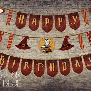 Printable Birthday Banner - Wizard Party Banner - Printable Bunting Flag Banner - Wizard Party Decoration - Magical Birthday Party Decor