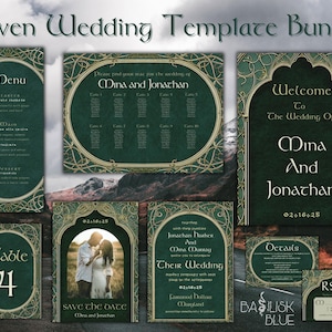 Eldar Hochzeitseinladung Bundle-Epische Fantasy Hochzeit Vorlagen-LoTR Hochzeitsmenü-Hochzeitsplanung-Fantasy Hochzeit Bundle-Ring Lord Hochzeit