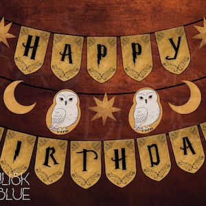 Printable Birthday Banner - Wizard Party Banner - Printable Bunting Flag Banner - Wizard Party Decoration - Magical Birthday Party Decor