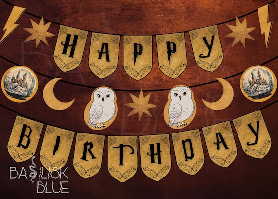 Printable Birthday Banner - Wizard Party Banner - Printable Bunting Flag Banner - Wizard Party Decoration - Magical Birthday Party Decor