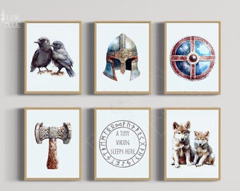Viking Nursery Art - Norse Mythology Wall Art - Medieval Fantasy Nursery - Rustic Nursery Decor - Digital Download - Printable
