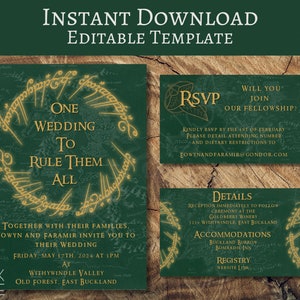 Fantasy Wedding Invitation Template - One Wedding To Rule Them All - Medieval Themed - Fantasy Nerd Party - Animated - Digital Download