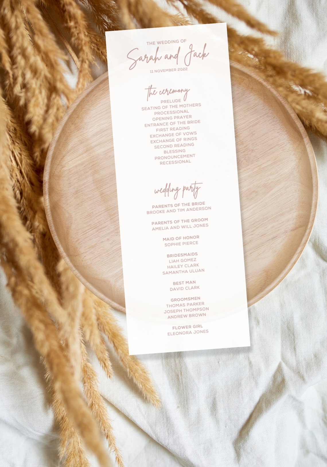 Minimalist Wedding Program Template Modern Wedding Editable Table ...