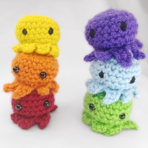Set of 2 Handmade Crocheted Baby Octopus | Mini Stuffed Octopus | Pocket Sized Octopus | Sea Animal Toy | Cute Squid Plushie | Squishy Toy