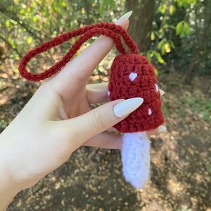 Crocheted Mushroom Bag Charm , Mushroom Decor , Keychain Bag Charm , Car Decoration , Bag Accessory, Stuffed Mushroom , Mushroom Amigurumi