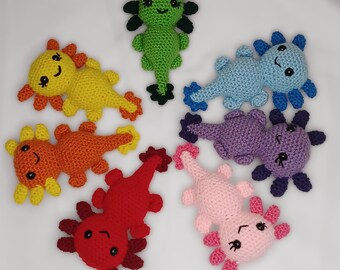 Crocheted Axolotl Plush , Cute Handmade Axolotl , Colorful Stuffed Animal Amigurumi , Gift For Kids , Handmade Axolotl
