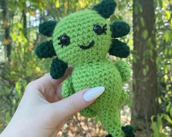 Green Crocheted Axolotl Plush , Cute Handmade Axolotl , Colorful Stuffed Animal Amigurumi , Gift For Kids , Handmade Axolotl