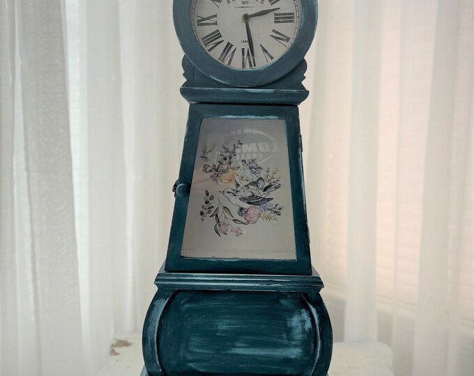 Blue Vintage Table Top Grandfather Clock. Etsy