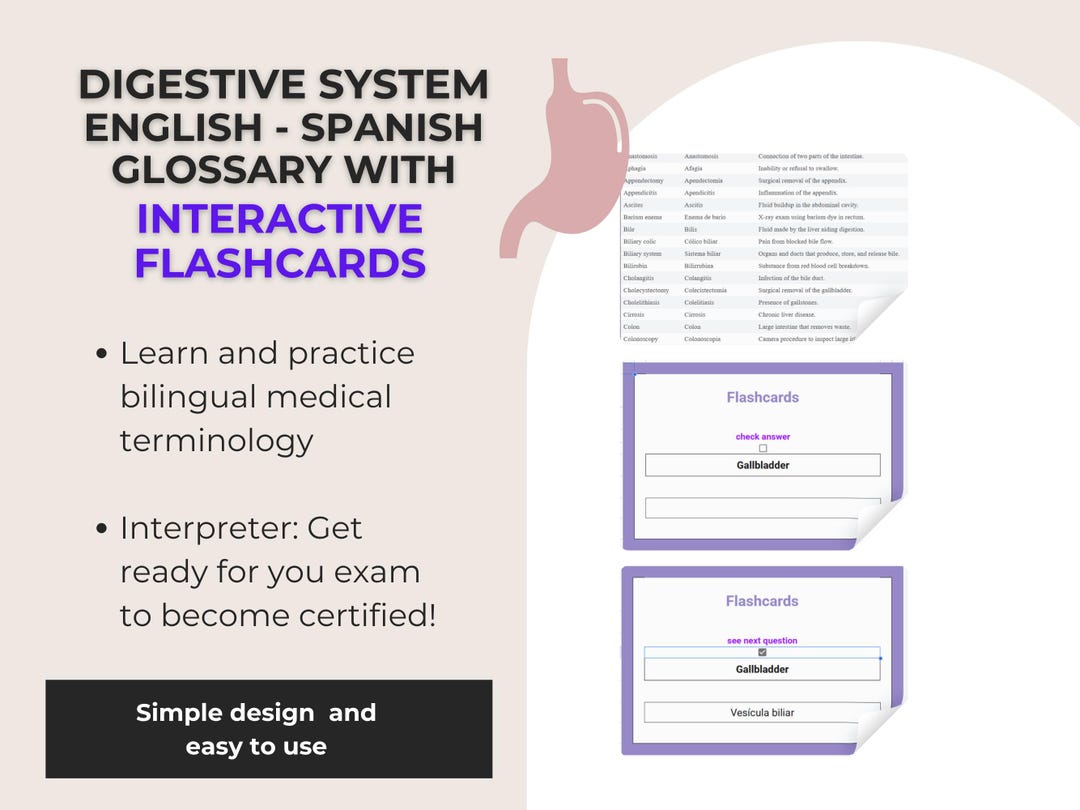 English-spanish Medical Digestive System Glossary and Interactive ...
