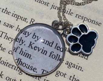 All for the Game Kevin Day Book Page Necklace, Book Quote Charm Necklace, The Foxhole Court Inspired Bookish Items