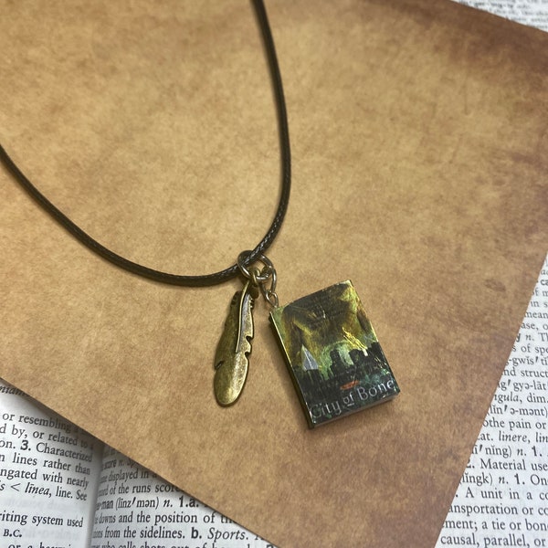 Shadowhunters City of Bones Mini Book Necklace, Handmade Miniature Book Charm Necklace for Readers