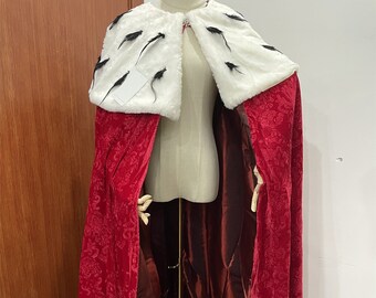 Adult King Queen Cloak Robe Faux Fur Collar Botswana