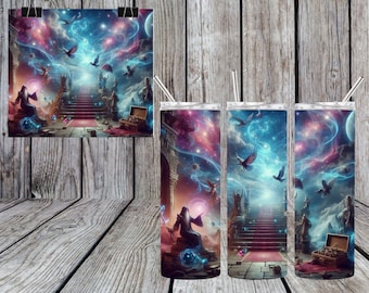 Wizard Magic 20oz skinny Tumbler Wrap, sublimatie ontwerpsjabloon, rechte .png digitale download.