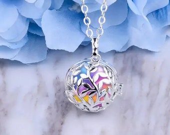 Leaf Bola Cage Pendant Cremation Jewelry Urn Necklace for Ashes, Cremate for Human, Pet, Ashes Necklace Memorial