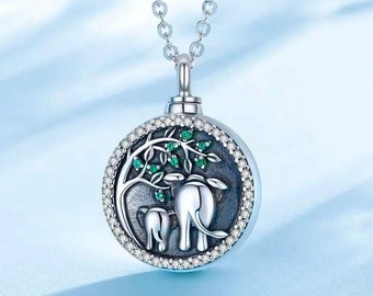 Elephant Cremate Jewelry for Ashes, Sterling Silver Urn Necklace for Ashes for Women, Ashes Keepsake Cremation Jewelry Ashes necklace,