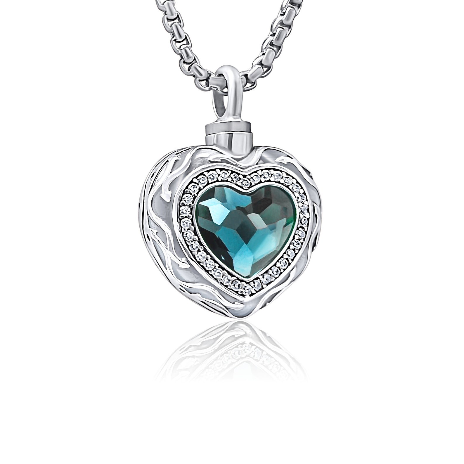 Luxury Sterling Silver Blue Heart Crystal Pendant Cremation - Etsy