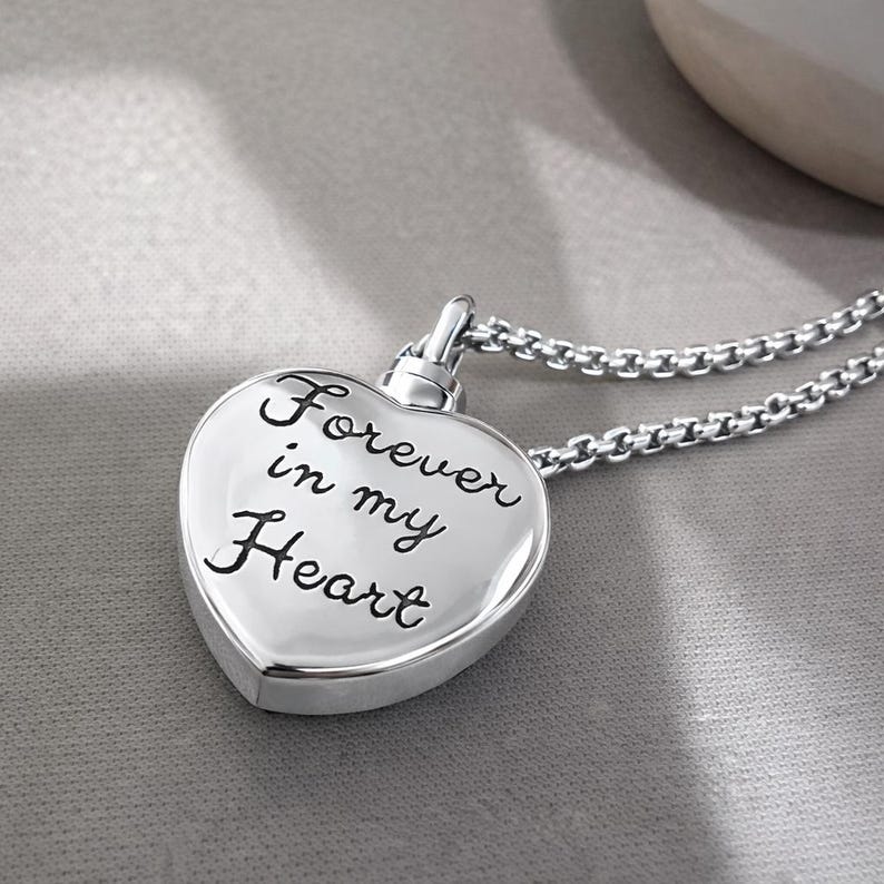 Luxury Sterling Silver Blue Heart Crystal Pendant Cremation Jewelry Urn Necklace for Ashes, Cremate for Human, Pet, Necklace Memorial Gift image 6