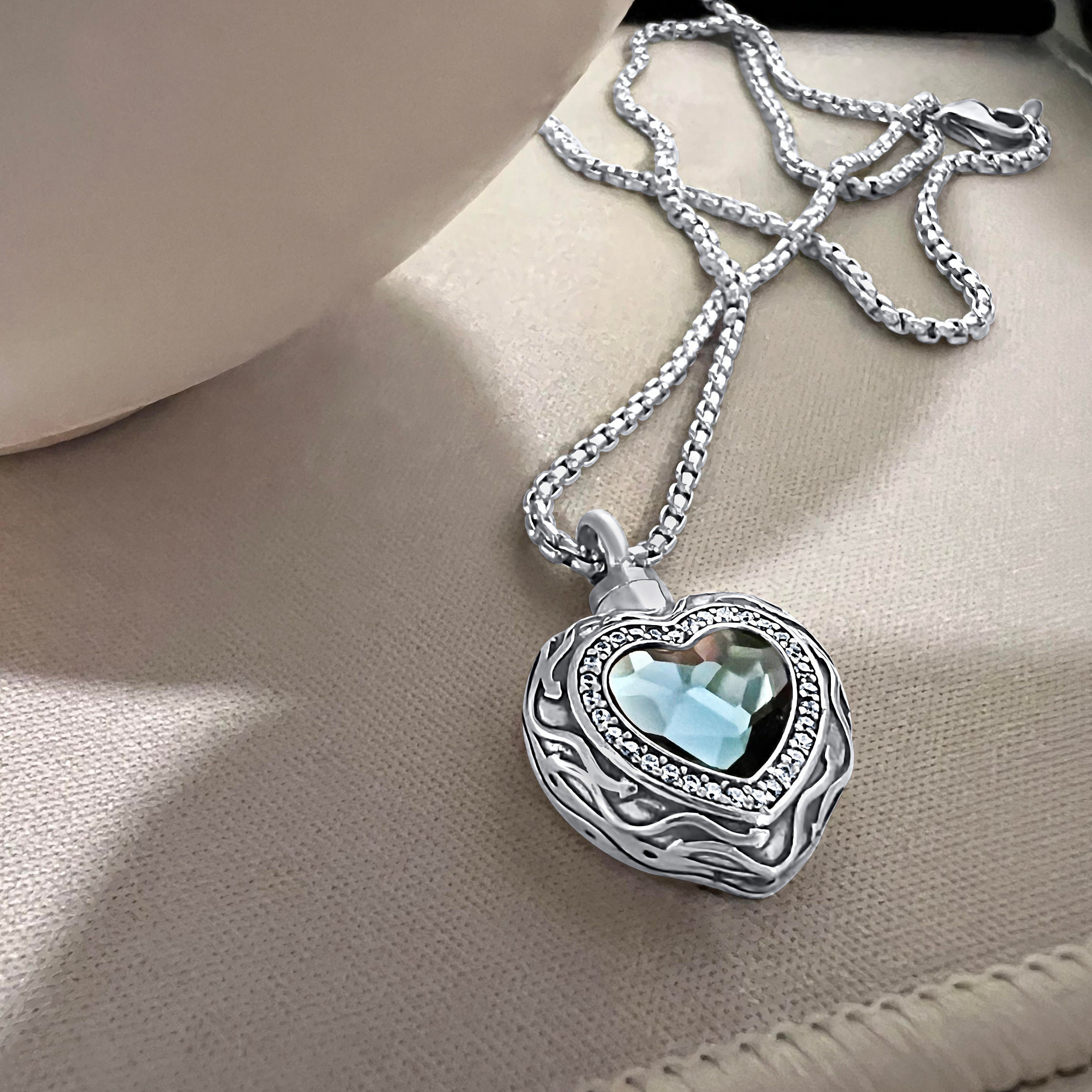Orsetto Cuore Ciondolo Argento smalto Blu