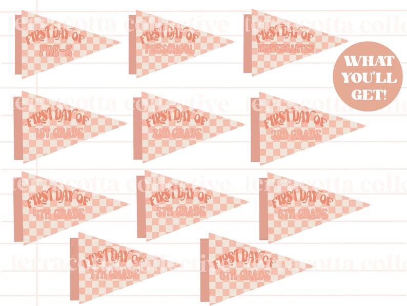 First Day of School Flag Printables : Pre K 8th Grade Etsy