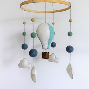 Hot Air Balloon Baby Mobile | Sky Baby Mobile | Baby Mobile with Hot Air Balloon | Clouds and Balloon Mobile | Handmade Baby Mobile for Boys