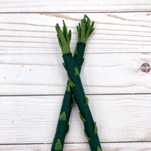 Set of Two Felt Asparagus | Toy Asparagus Pair | Pretend Play Asparagus Pair | Two Play Asparagus Stalks