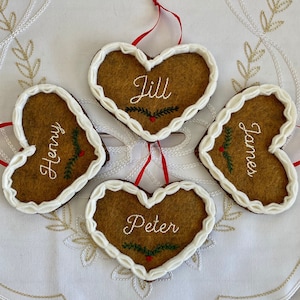 Personalized Gingerbread Heart Felt Christmas Ornament | Lebkuchen Felt Ornament | German Christmas Ornament | Heirloom Christmas Ornament