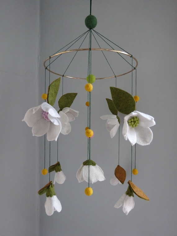 Magnolia Baby Mobile | Southern Baby Decor | Floral Baby Mobile | Magnolia Nursery Mobile | Floral Nursery Mobile | Handmade Magnolia Mobile