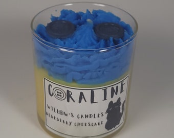Vela Coralina. Aroma a tarta de queso y arándanos. Cera de soja. Velas de Halloween.