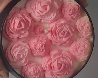 Rose Candle. Flower Candle. Coconut Wax. Fresh Roses Scented.