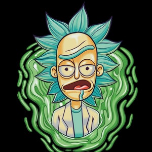 Rick dans un portail | Personnage de dessin animé dans un portail | Cadeau Morty personnalisé | Portrait | Cadeau d'anniversaire | Cadeau pour lui
