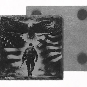 Soldier with Eagle and American Flag Laser File