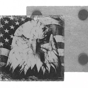 Eagle with American Flag Coaster Laser Design
