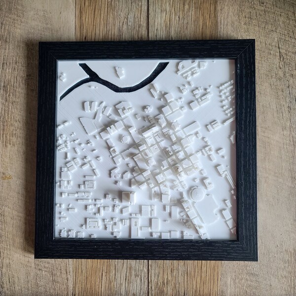 FORT WORTH TEXAS 3D-Printed Map 10"x10" | wall-hangable eco-designed city decor | by MiniCity3D