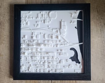 OMAHA NEBRASKA 3D-Printed Map 10"x10" | wall-hangable eco-designed city decor | by MiniCity3D