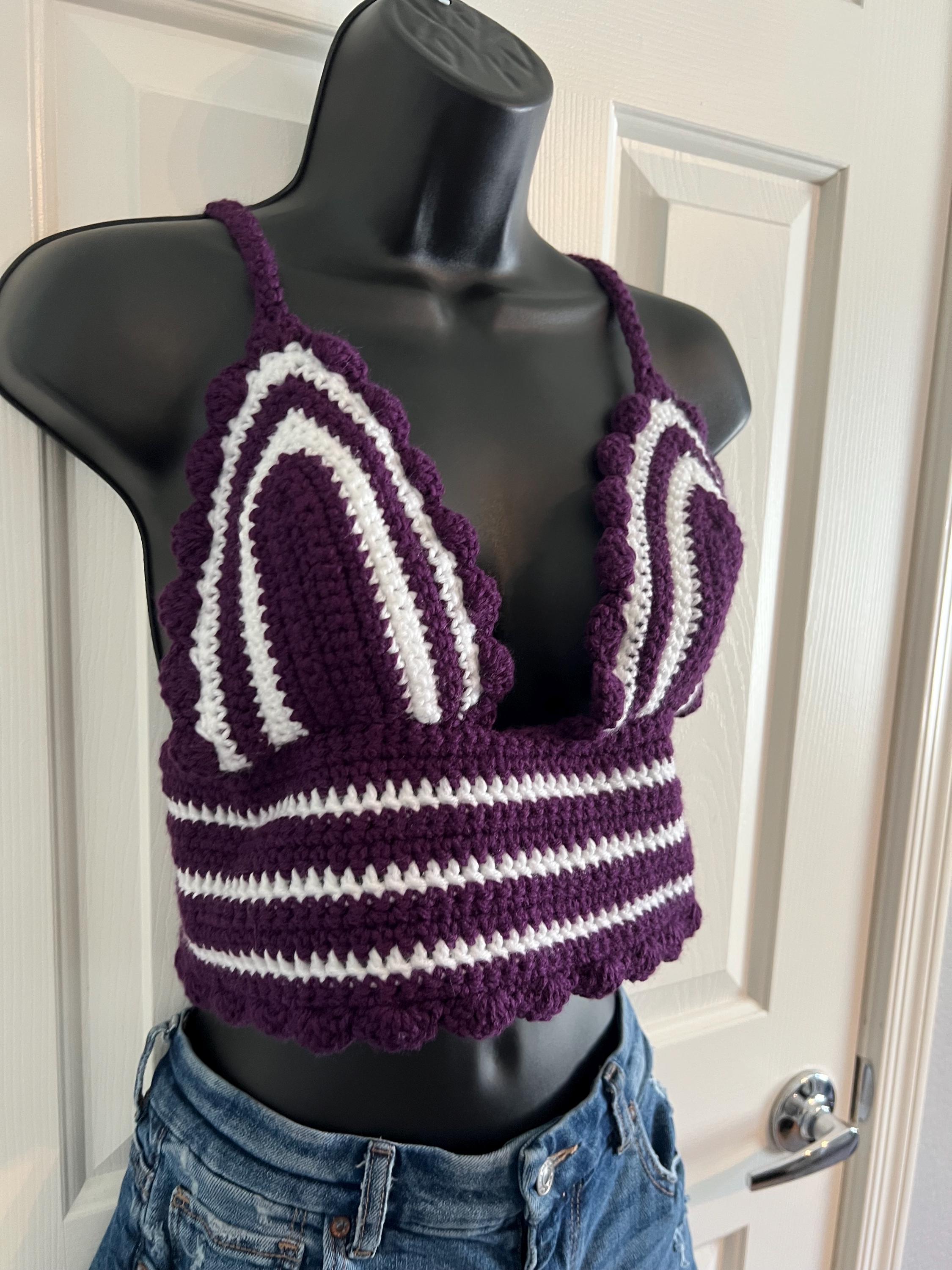Crochet Crop Top: Plum Purple Peekaboo Festival Shirt - Etsy