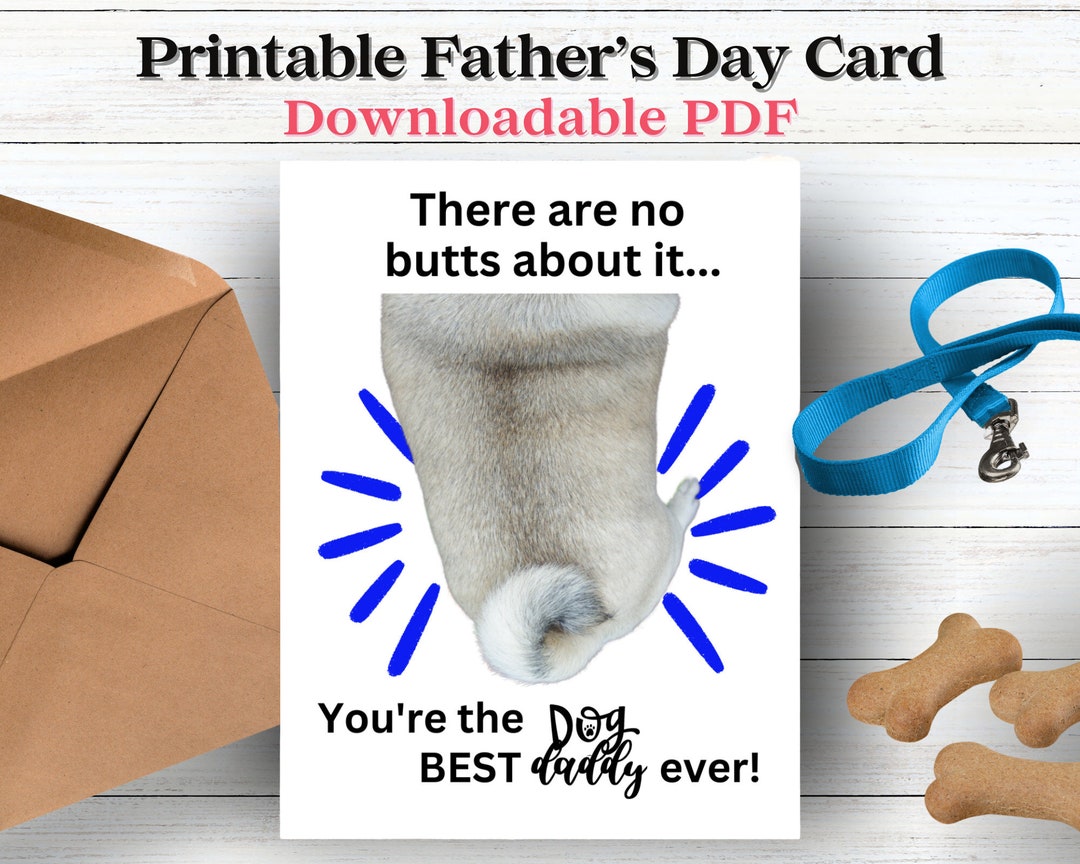 Printable Dog Dad Card Pug Dad Card Funny Father's Day Card Printable ...