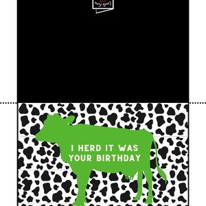 Cow Birthday Card Digital Download Printable Happy - Etsy