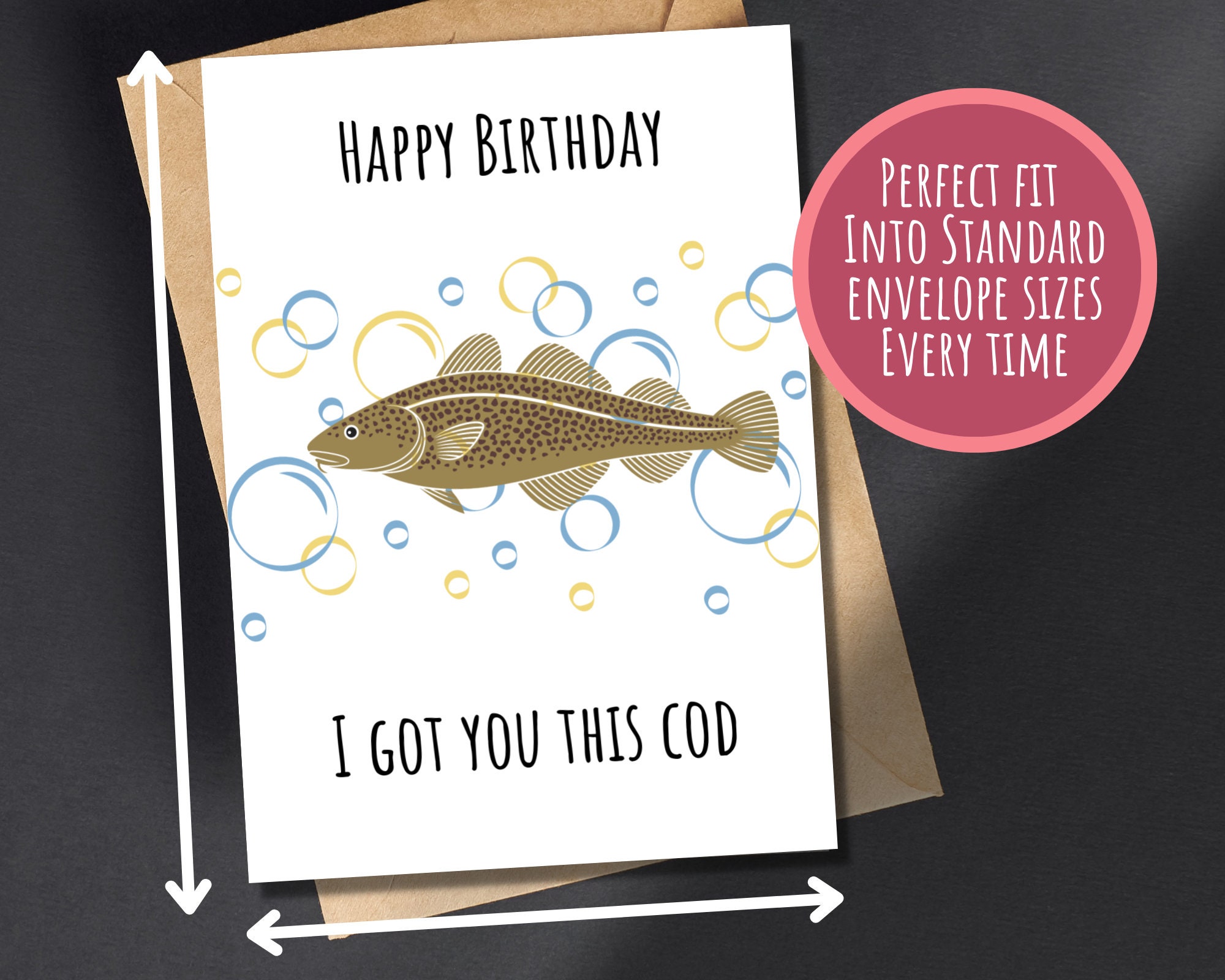 Happy Birthday Cod | Funny Card for Him | Grandpa Funny Fishing Gift ...