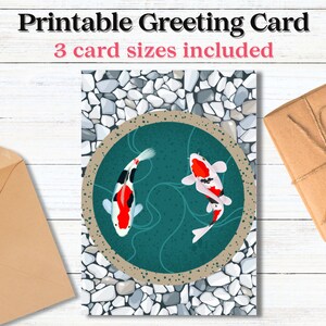 Koi Fisch druckbare Karte | Leere Ermutigungskarte | Thinking of you Karte | Irgendwelche Anlasskarte | Druckbare Grußkarte | Unterstützerkarte