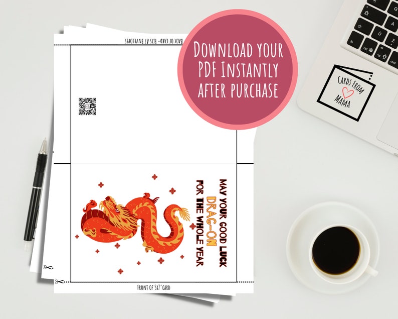 Lunar New Year 2024 Card Printable Chinese New Year 2024 Year of the Dragon Funny Happy New Year