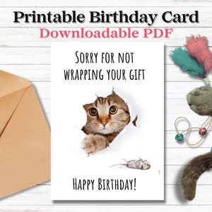 Funny Printable Cat Birthday Card | Birthday Gift for Cat Mom, Cat Lady, Cat Lover | Purrfect Gift | Happy Birthday Printable Greeting Card