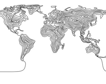 World Map Continuous Line Art - Etsy