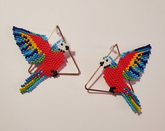 Beaded Parrot Earrings