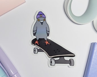 Skater Pigeon Vinyl Sticker: Funny Waterproof Laptop Decal