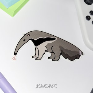 Cute Giant Anteater Die-Cut Vinyl Sticker | Wildlife Animal Sticker for Laptops, Water Bottle, or Journal